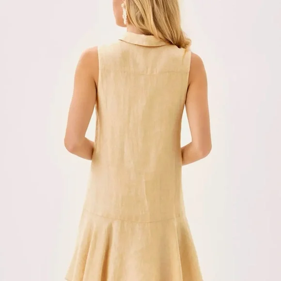 🆕 Lilly Pulitzer ELLOWYN LINEN 👗”Wicker Tan X Resort White” MSRP $188 NWT sz XXL - Picture 2 of 4